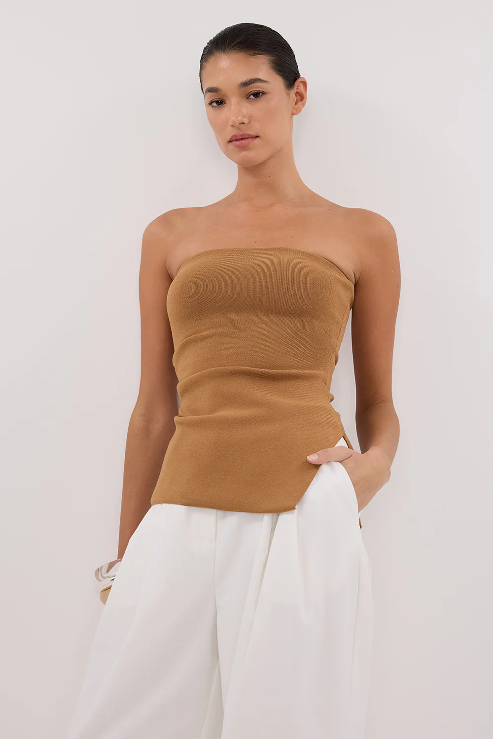 LUKE TAN BANDEAU KNIT TOP - Gamepaces