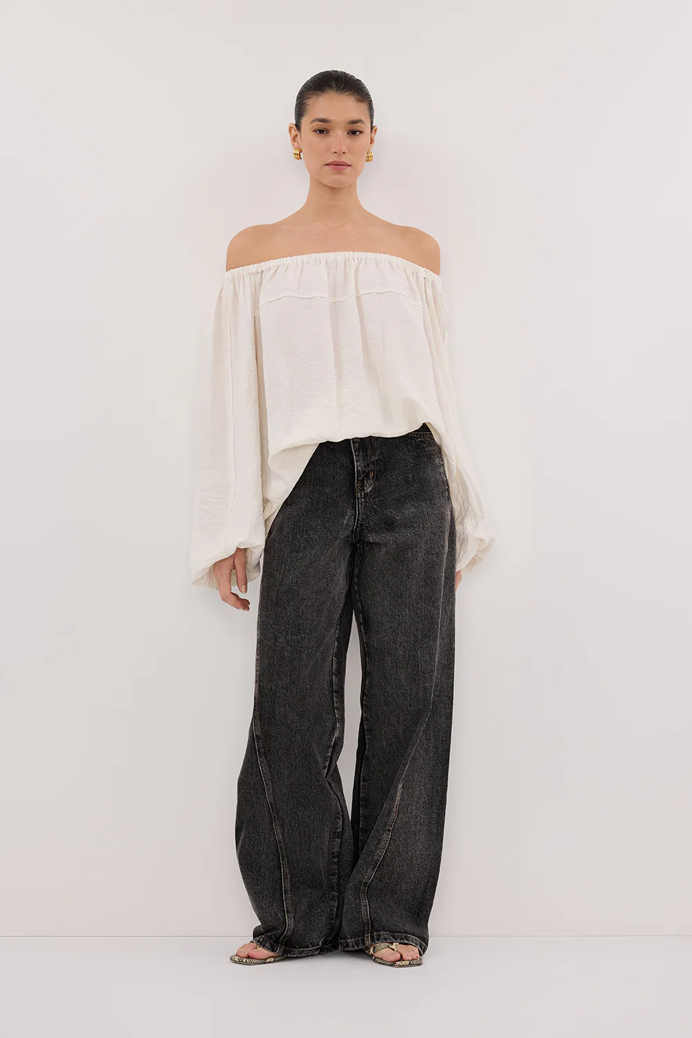 SHANIYA CREAM MARLE LONG SLEEVE TOP - Gamepaces