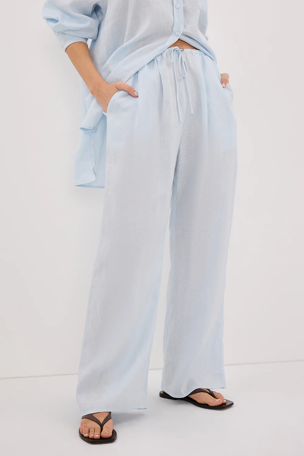 ELLIS ICE BLUE LINEN PANT - Gamepaces