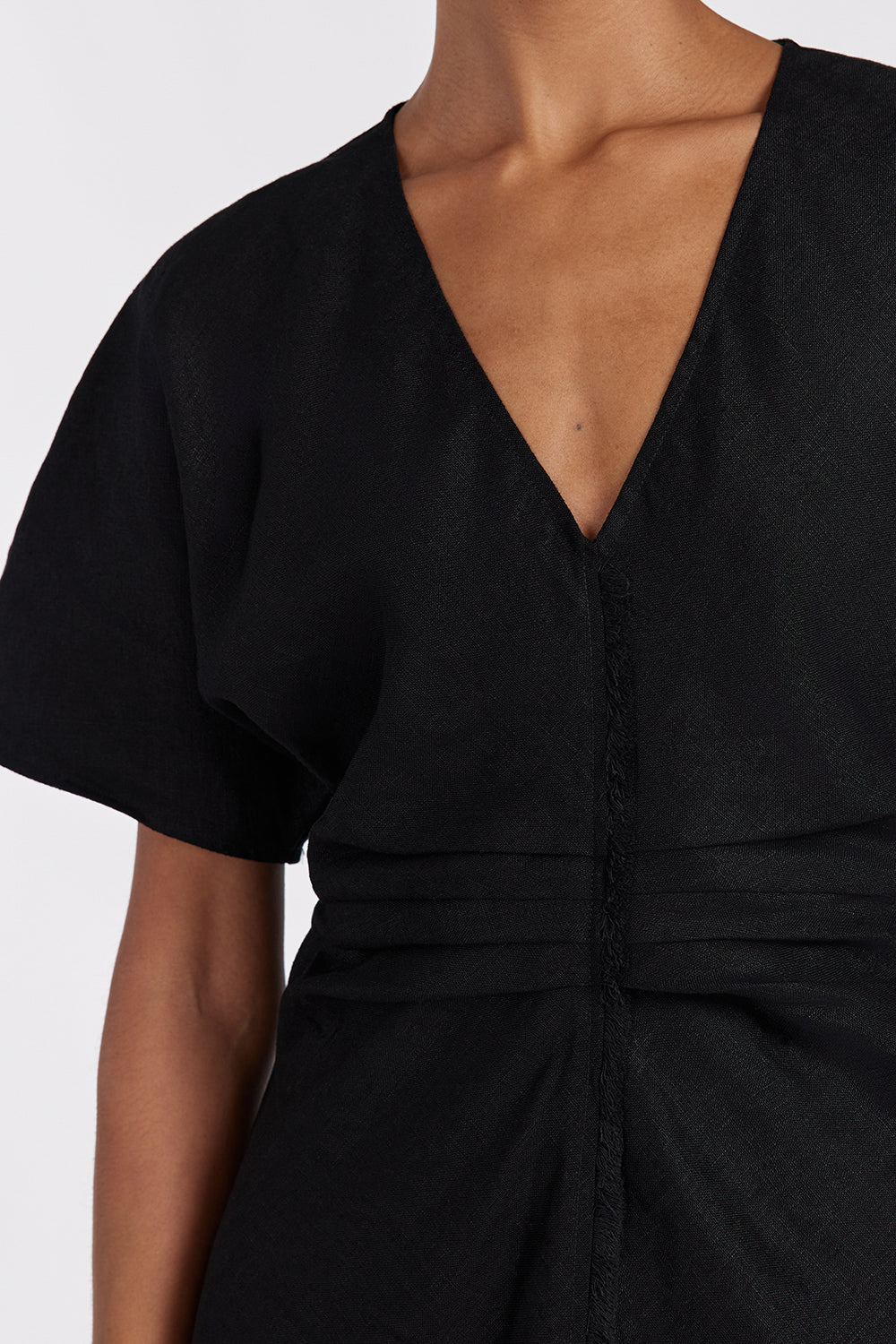 ZAHARA BLACK  FRINGING MIDI DRESS - Gamepaces