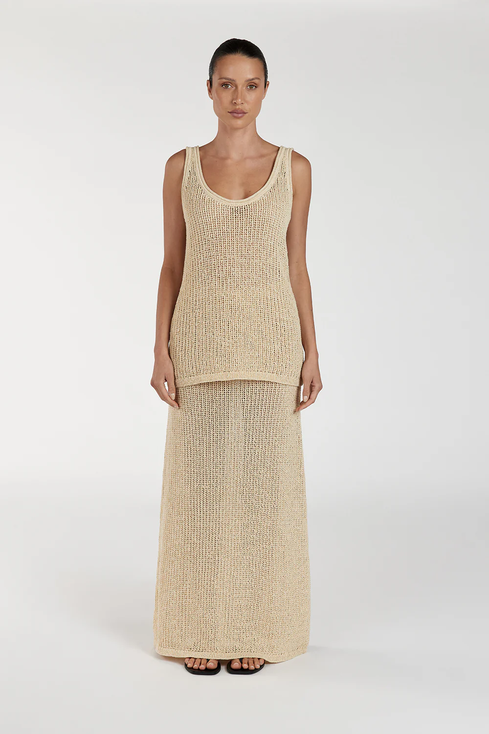 MARGOT WHEAT SCOOP CROCHET TANK - Gamepaces