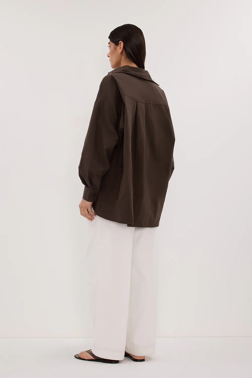 RHEA BITTER CHOC OVERSIZED COTTON SHIRT - Gamepaces