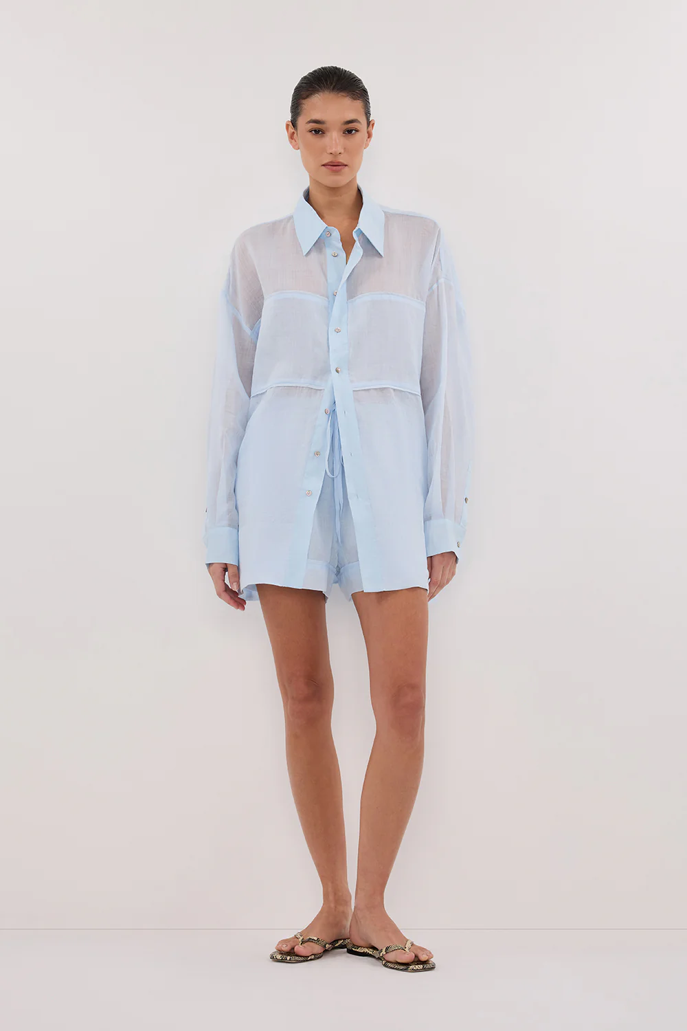 KAI CORNFLOWER OVERSIZED RAMIE LONG SLEEVE SHIRT - Gamepaces