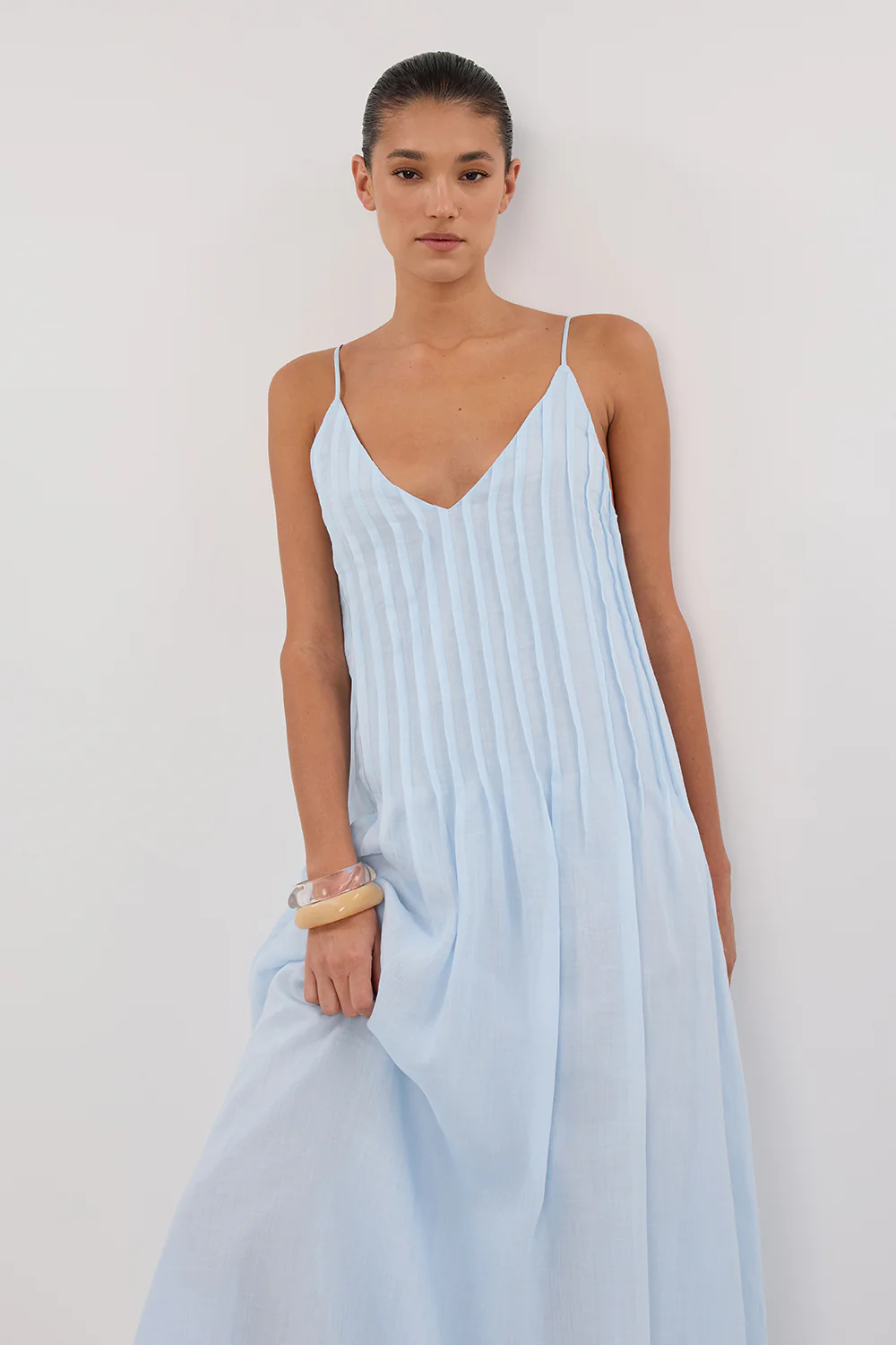 TAHLIA CORNFLOWER RAMIE MAXI DRESS - Gamepaces
