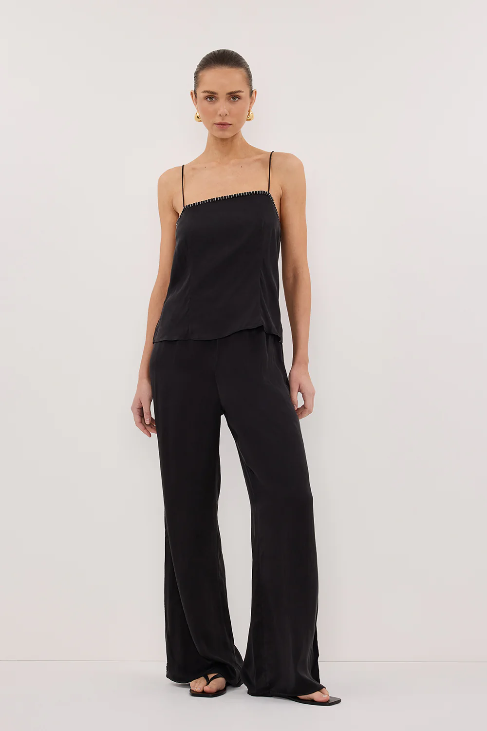 PIPER BLACK SILK STITCH DETAIL PANT - Gamepaces
