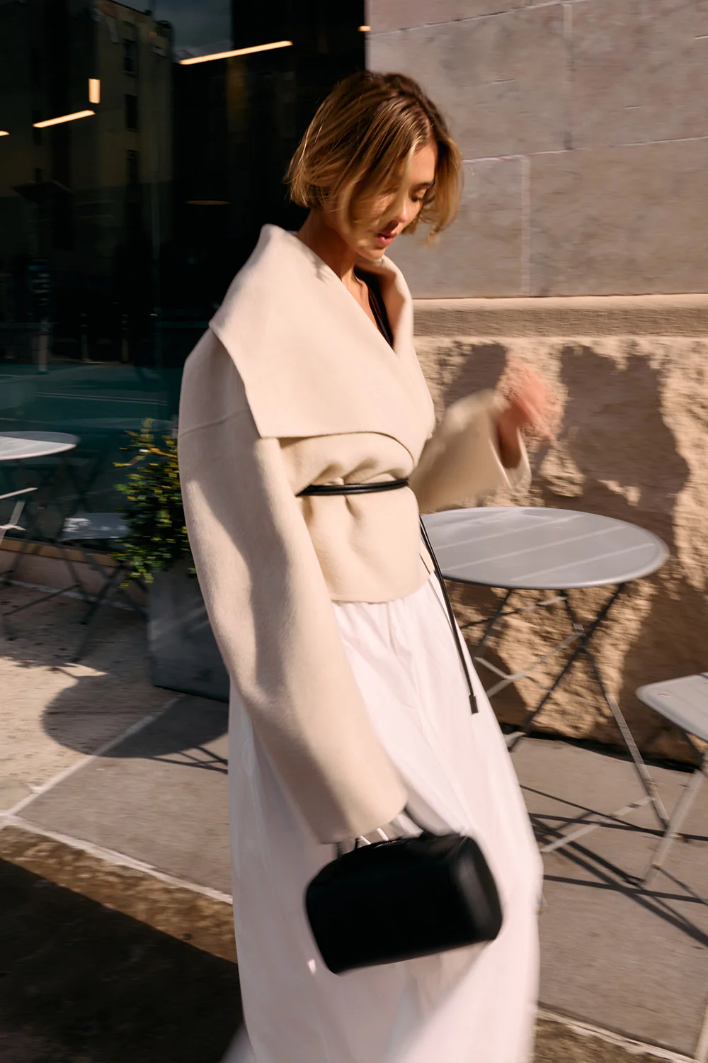 LUCIA BONE CROPPED WOOL BLEND TRENCH COAT - Gamepaces