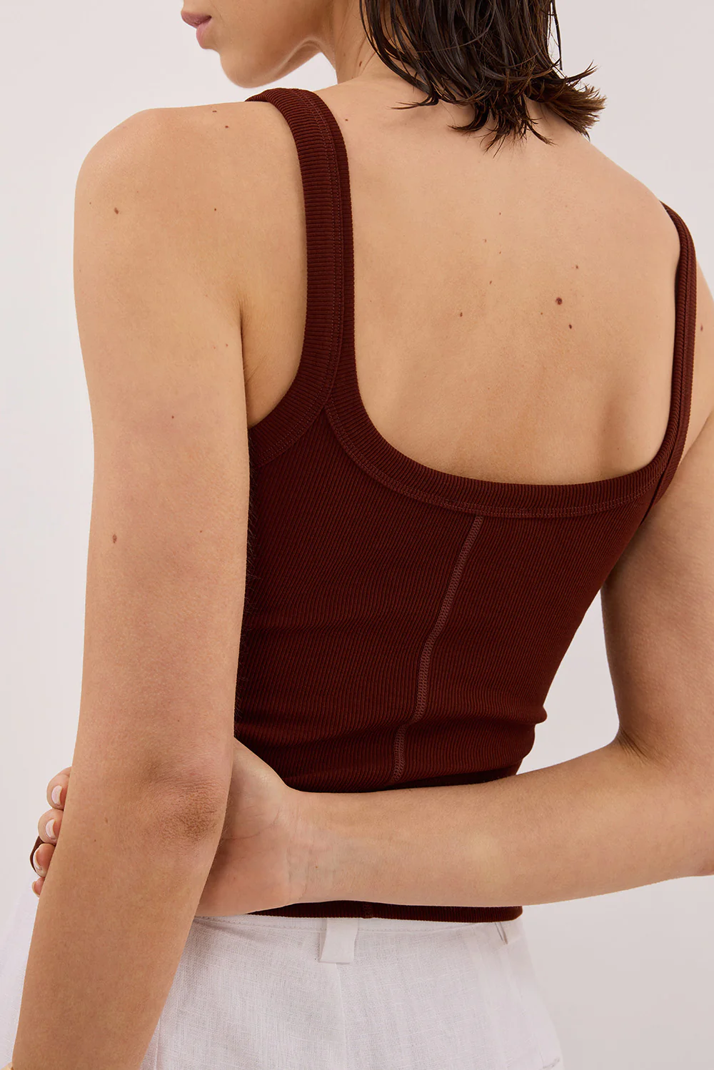 PHOEBE CINNAMON SCOOP NECK TANK TOP - Gamepaces