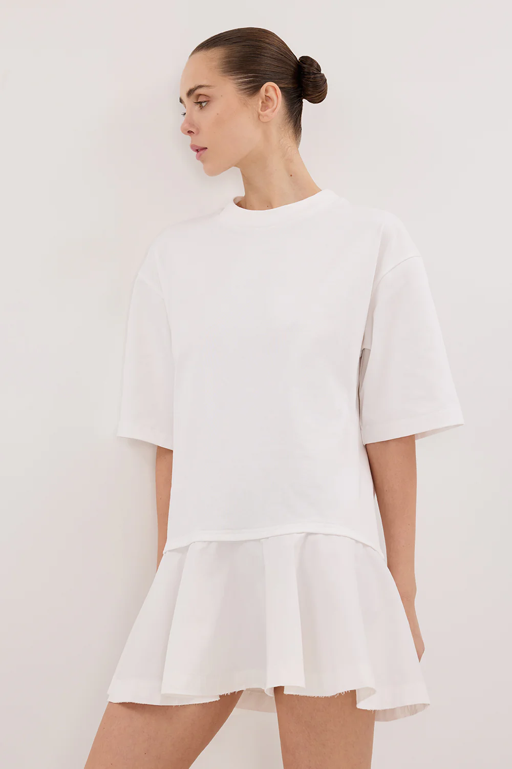 NOAH WHITE SHORT SLEEVE RUFFLE MINI DRESS - Gamepaces