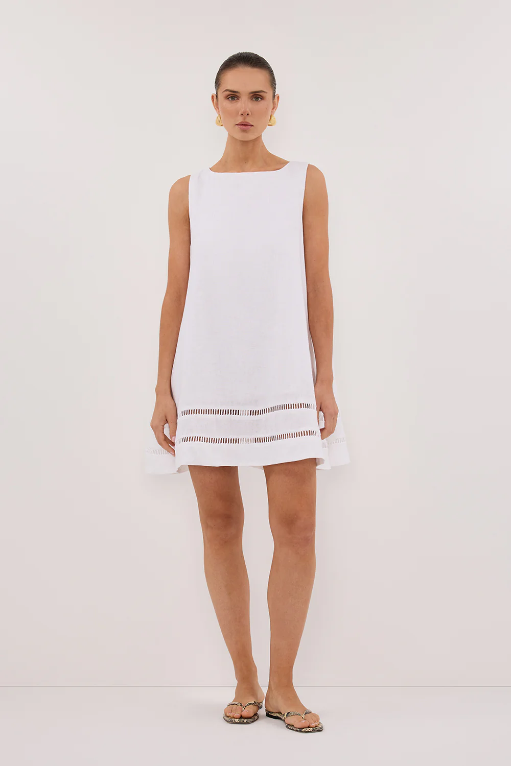 LINDSAY WHITE LINEN MINI DRESS - Gamepaces
