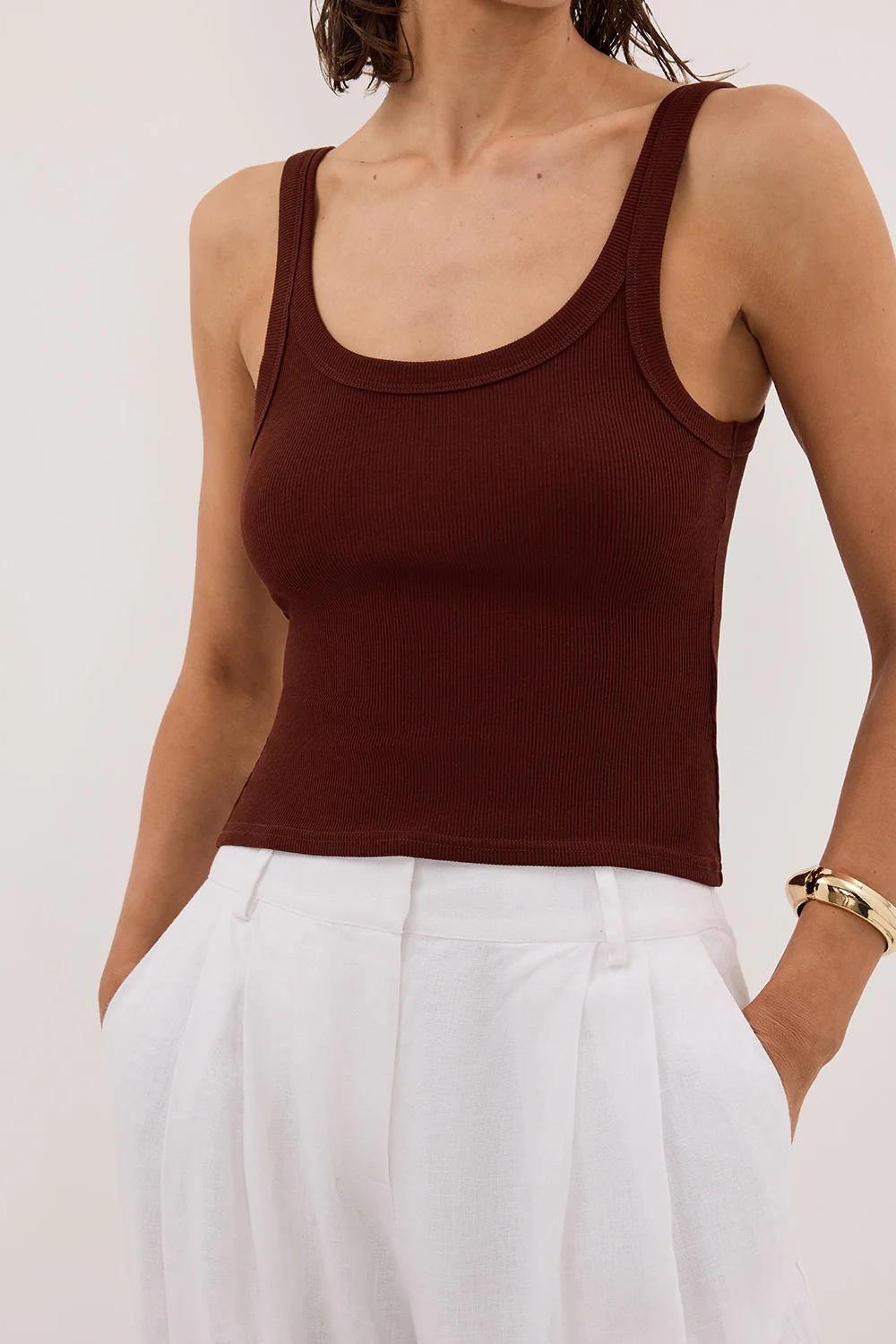 PHOEBE CINNAMON SCOOP NECK TANK TOP - Gamepaces