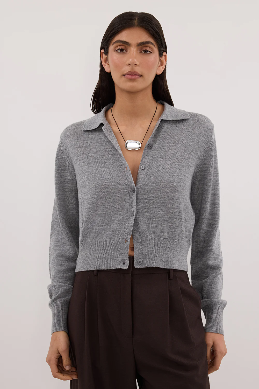 KYRA SILVER LONG SLEEVE MERINO WOOL CARDIGAN - Gamepaces