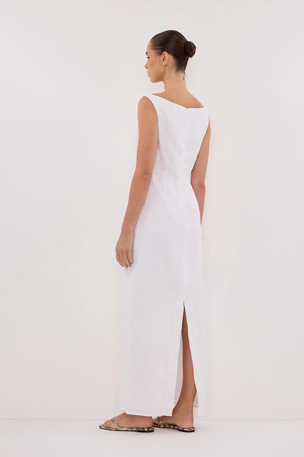 JULE WHITE LINEN MIDI DRESS - Gamepaces
