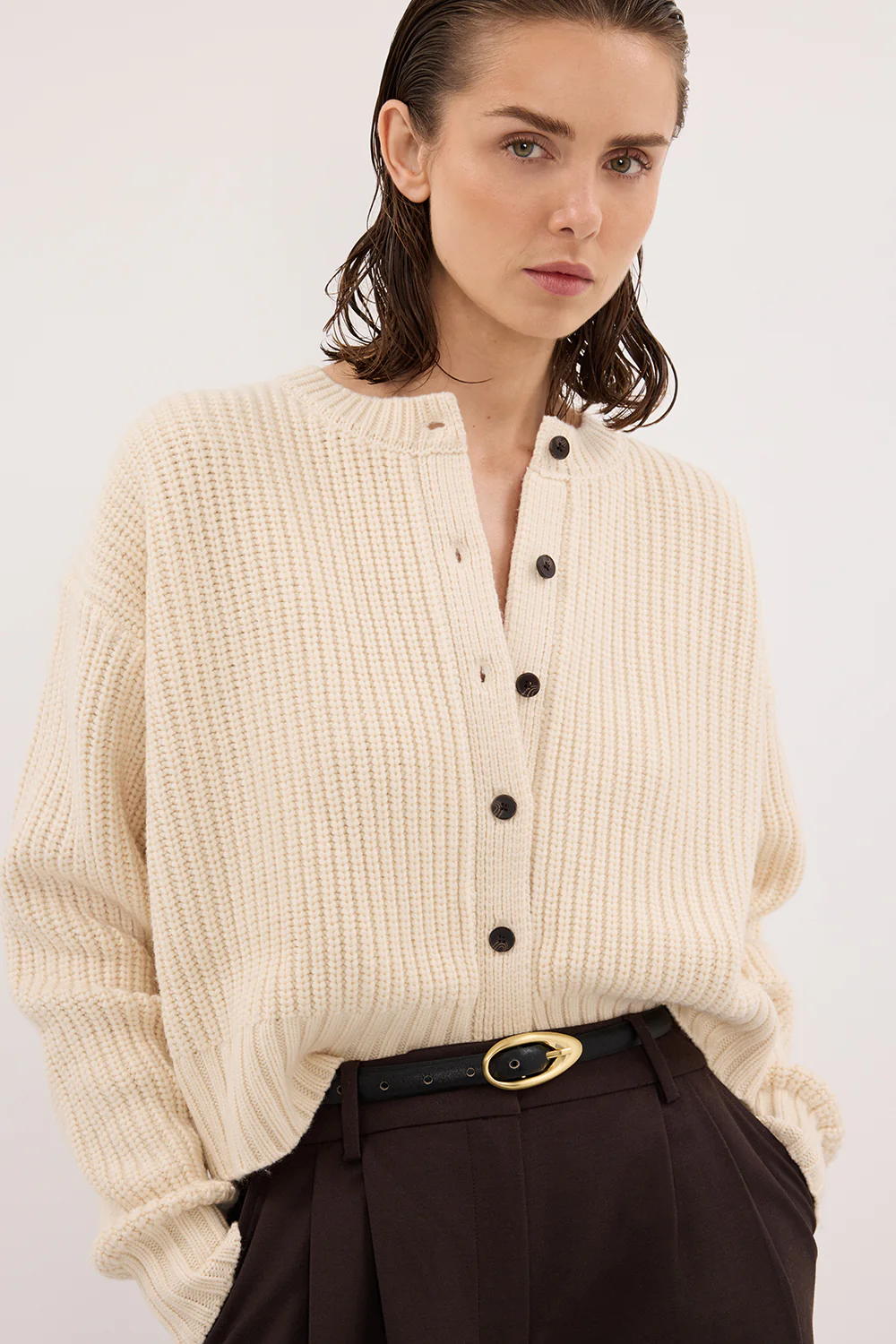EVALINA SANDSTONE KNIT CARDIGAN - Gamepaces
