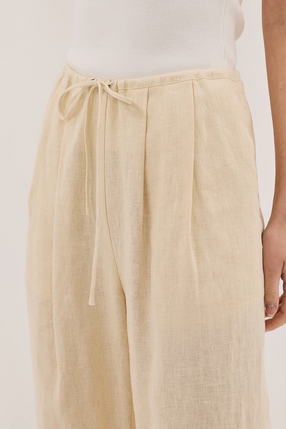CARLA BUTTERMILK DRAWSTRING LINEN PANT - Gamepaces