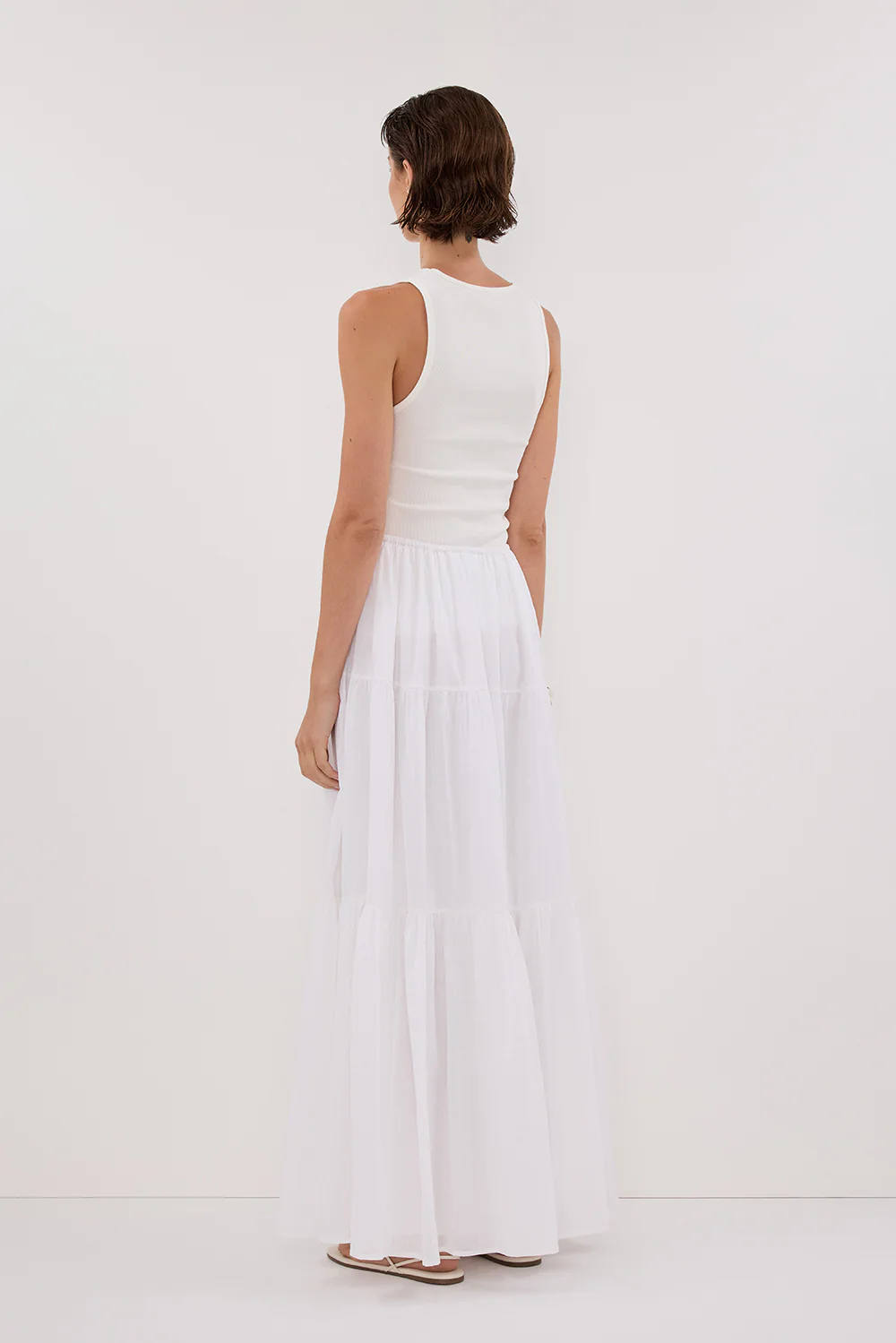 FLETCHER WHITE TIERED MAXI SKIRT - Gamepaces
