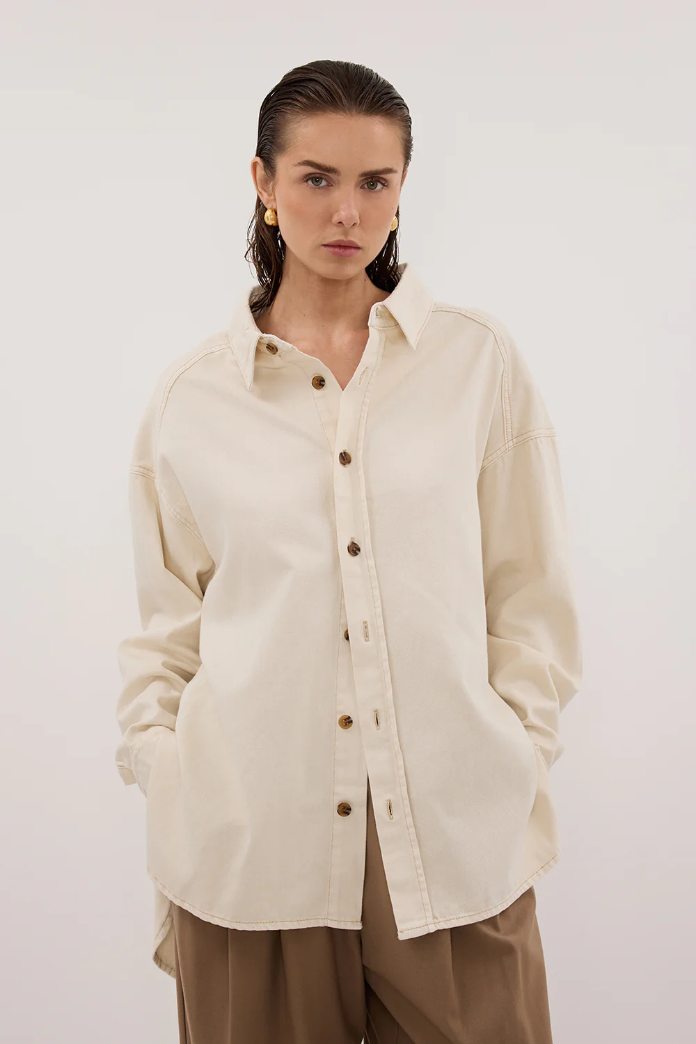 ASHTON NATURAL OVERSIZED DENIM SHIRT - Gamepaces