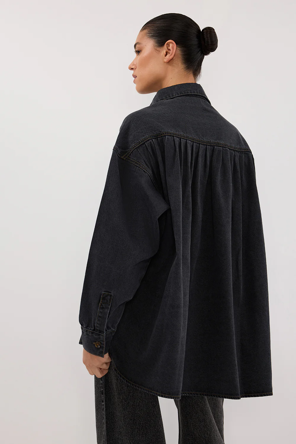 ASHTON WASHED BLACK OVERSIZED DENIM SHIRT - Gamepaces