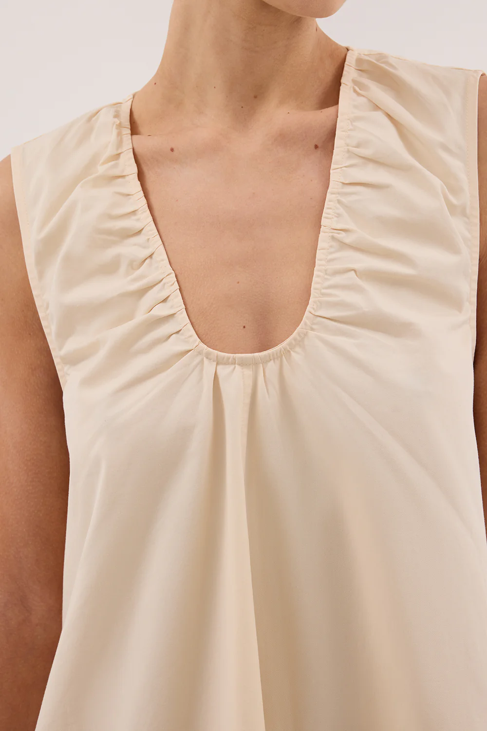 GABBY BUTTERMILK OVERSIZED COTTON MINI DRESS - Gamepaces