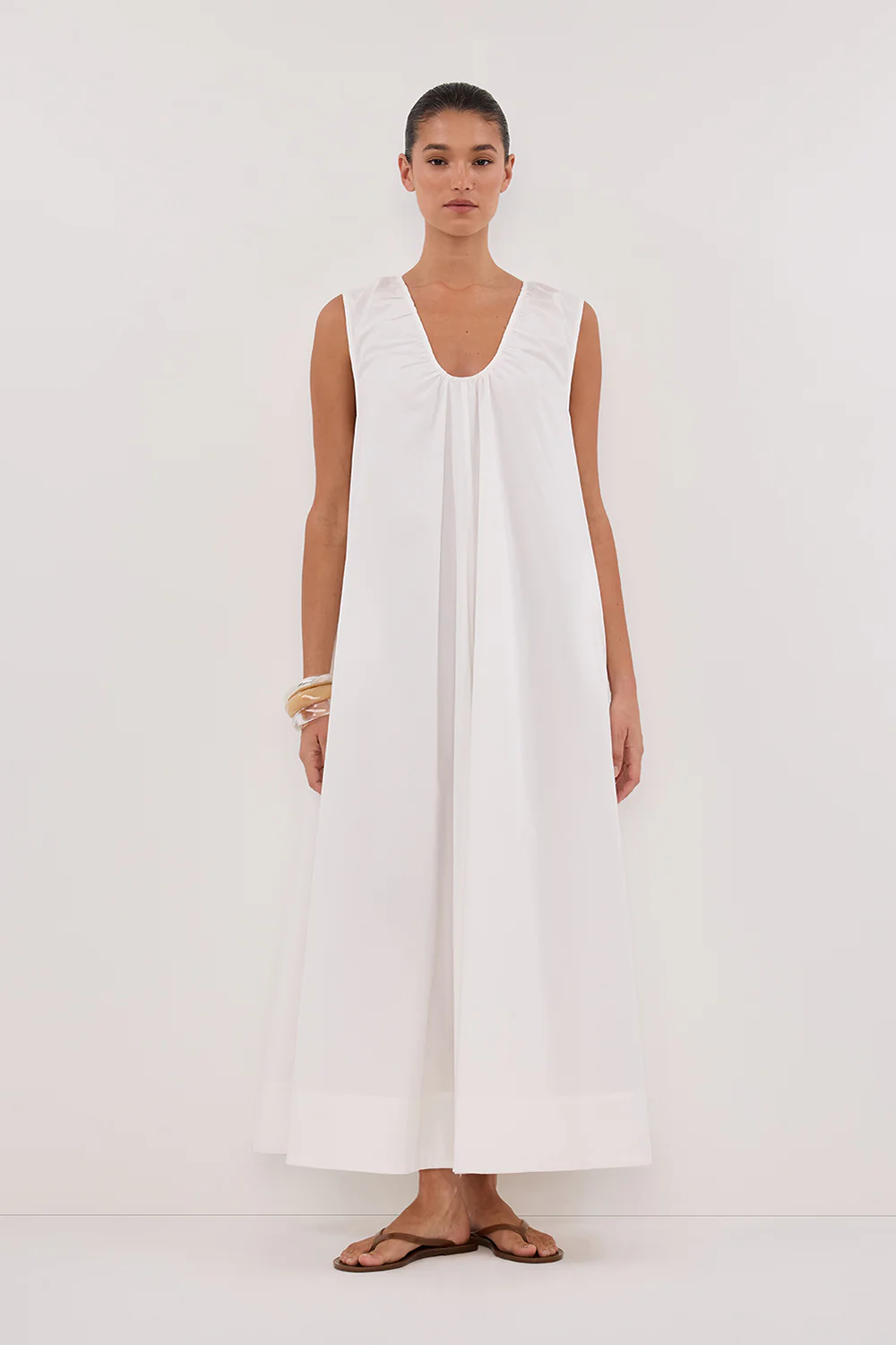 GABBY WHITE OVERSIZED COTTON MIDI DRESS - Gamepaces