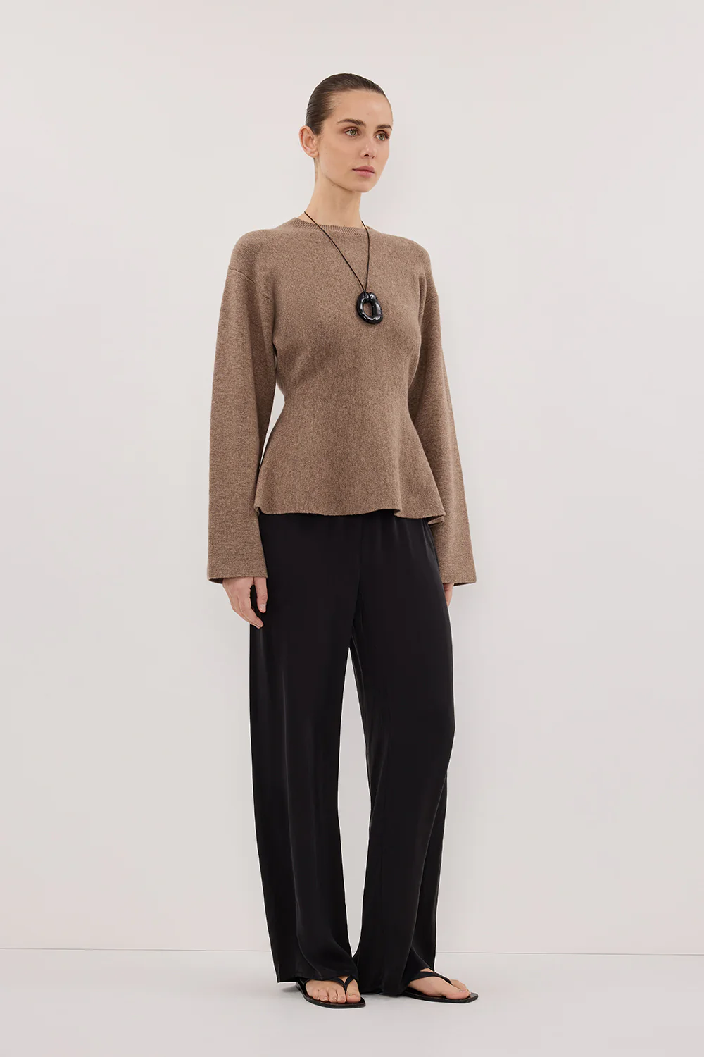 LANIE CHOC LONG SLEEVE KNIT TOP - Gamepaces