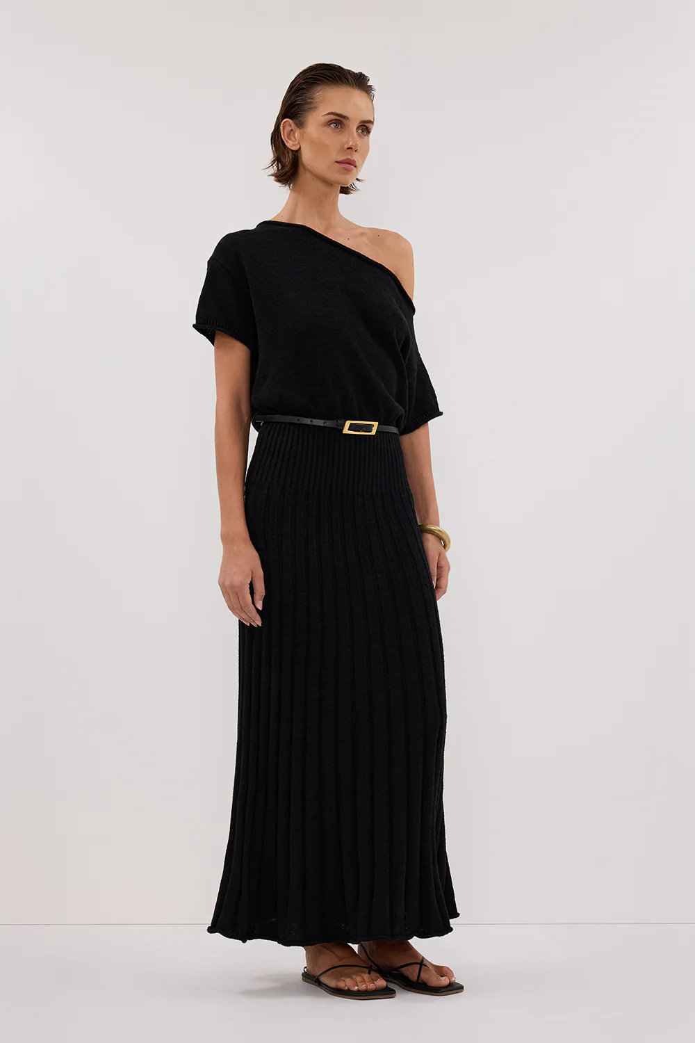 RICK BLACK ASYM KNIT MIDI DRESS - Gamepaces