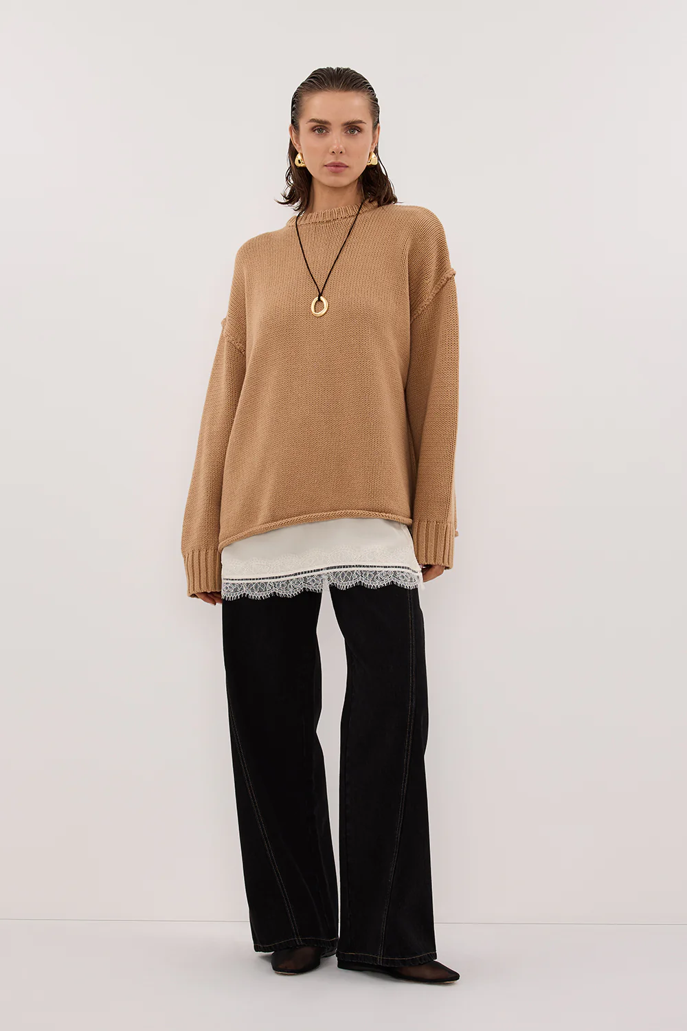 ROY WHEAT LONGLINE KNIT JUMPER - Gamepaces