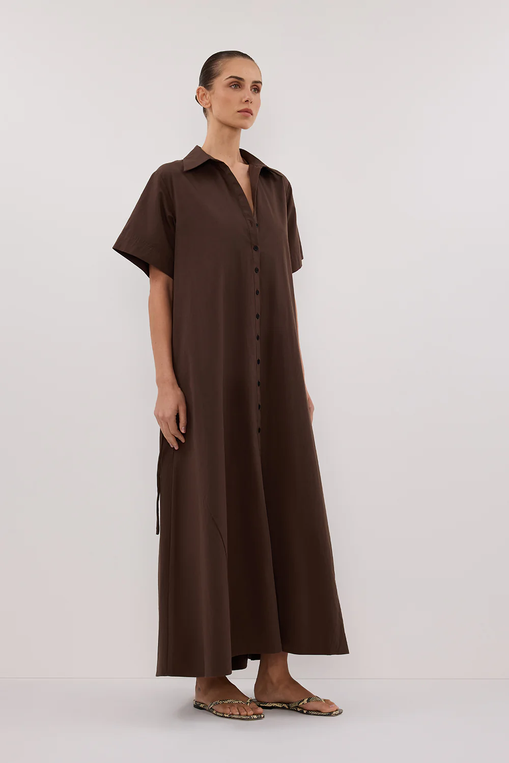 VIOLET BITTER CHOC SHIRT MIDI DRESS - Gamepaces