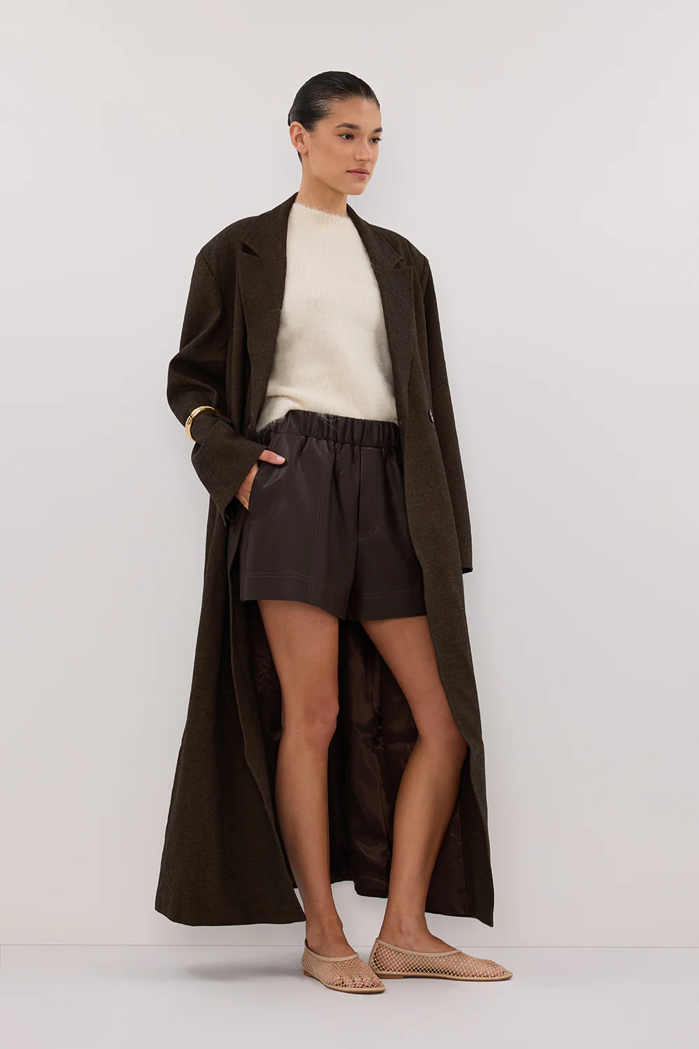 MONTY CHOC FAUX LEATHER SHORT - Gamepaces