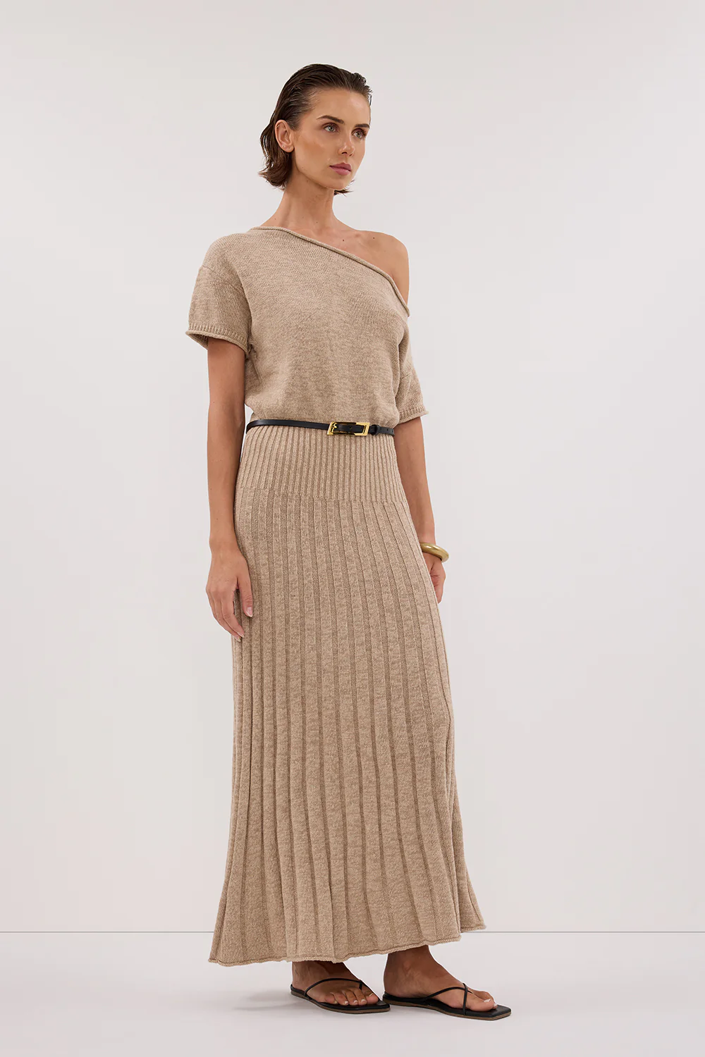 RICK NATURAL ASYM KNIT MIDI DRESS - Gamepaces