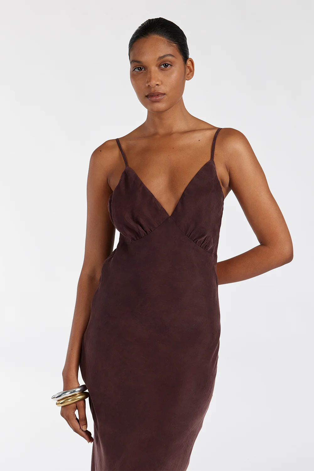 LIAM CURRANT CUPRO SLIP MIDI DRESS - Gamepaces