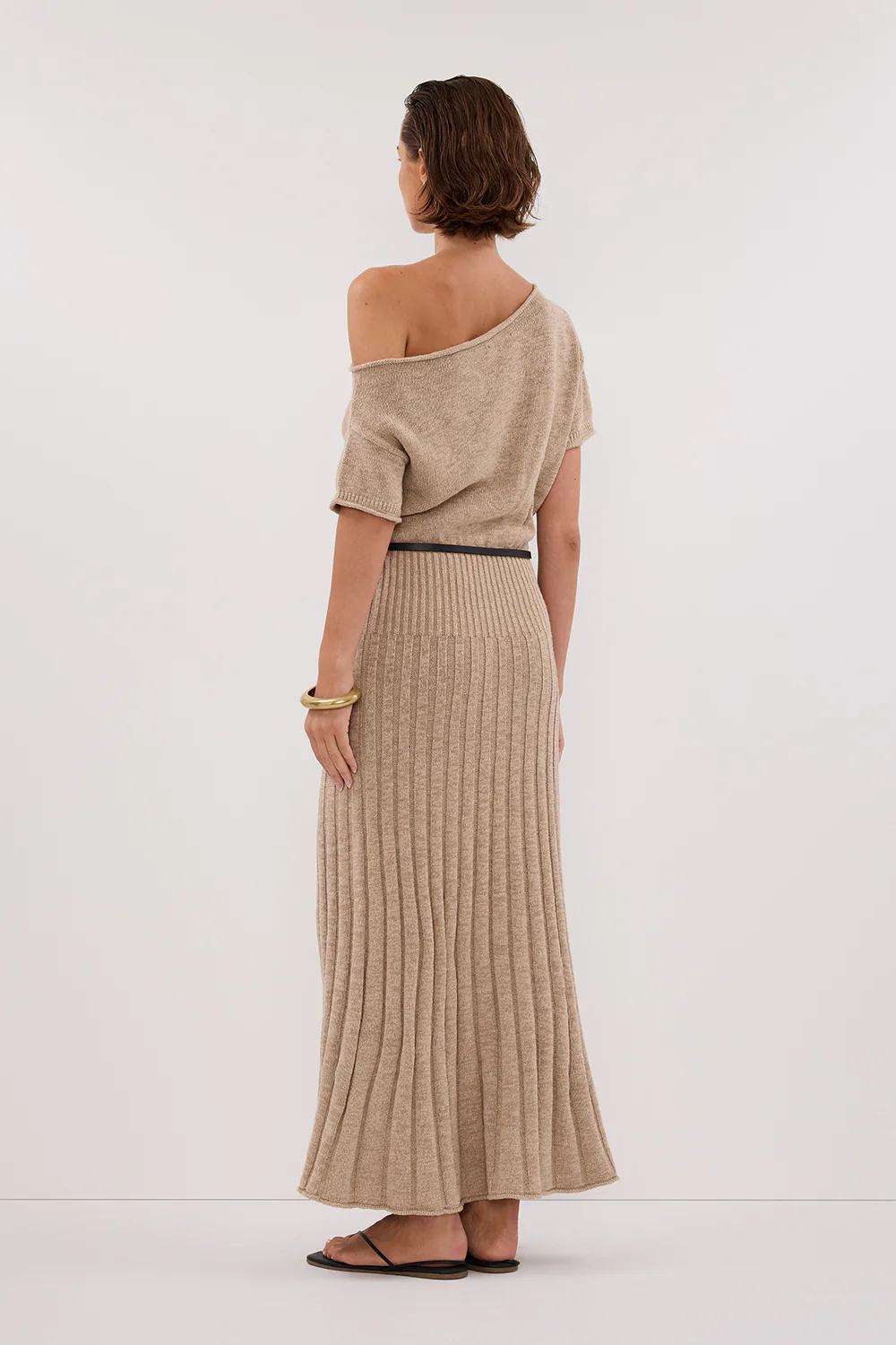 RICK NATURAL ASYM KNIT MIDI DRESS - Gamepaces