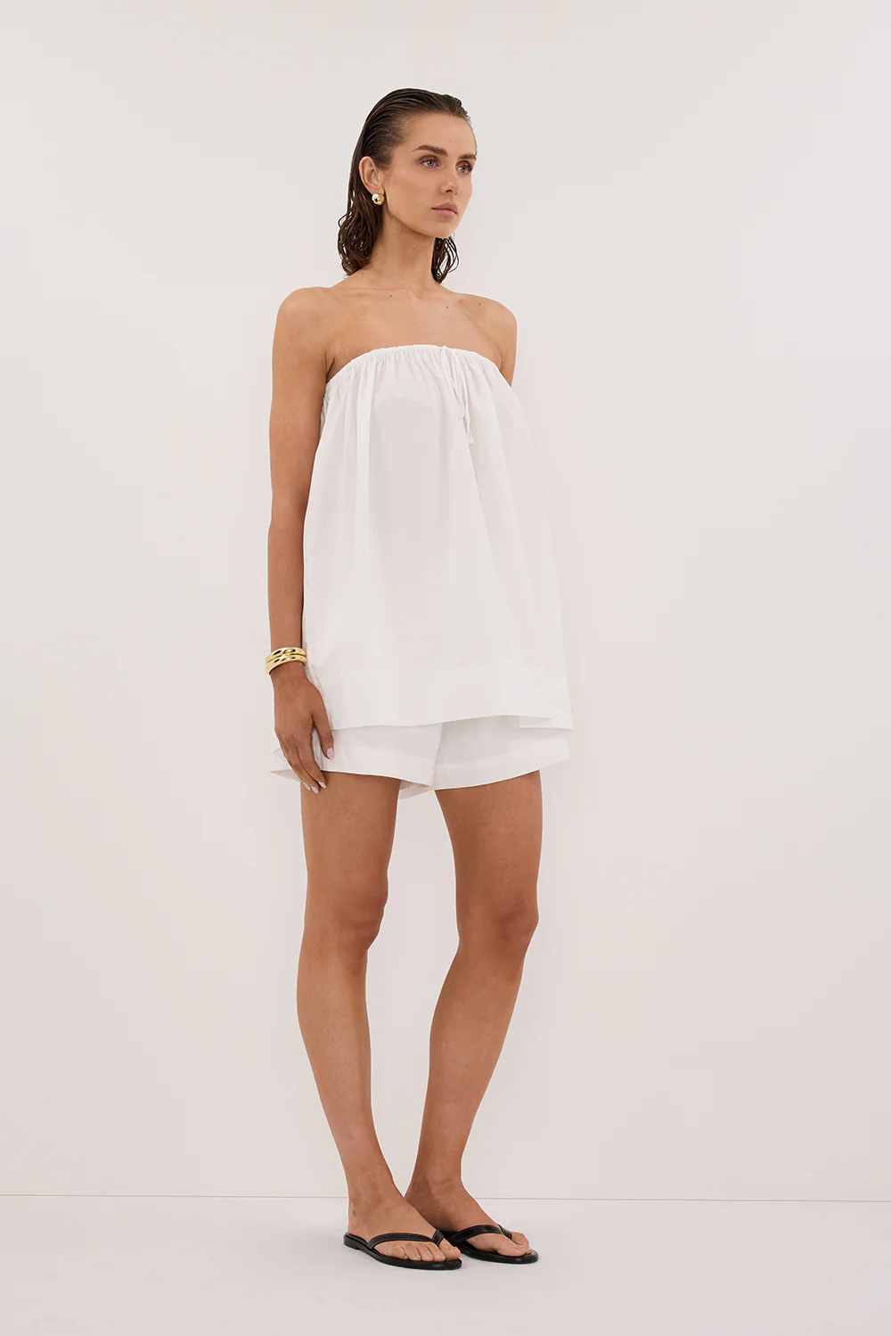 SOMMER WHITE STRAPLESS POPLIN TOP - Gamepaces