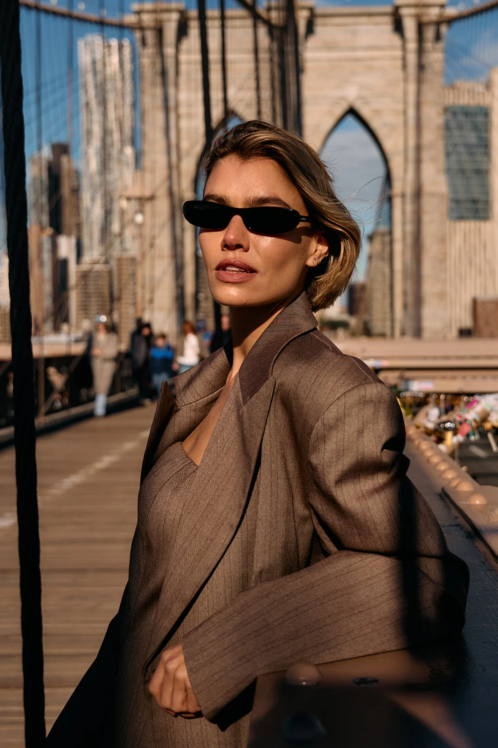 HAILEY CHOC OVERSIZED STRIPE TIE BLAZER - Gamepaces