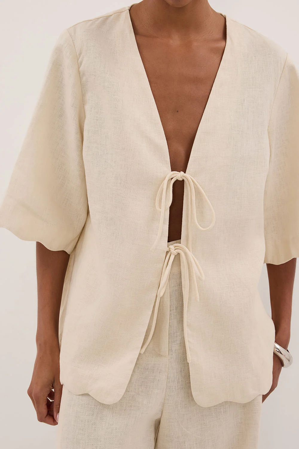 LELA SANDSTONE SHORT SLEEVE LINEN SHIRT - Gamepaces