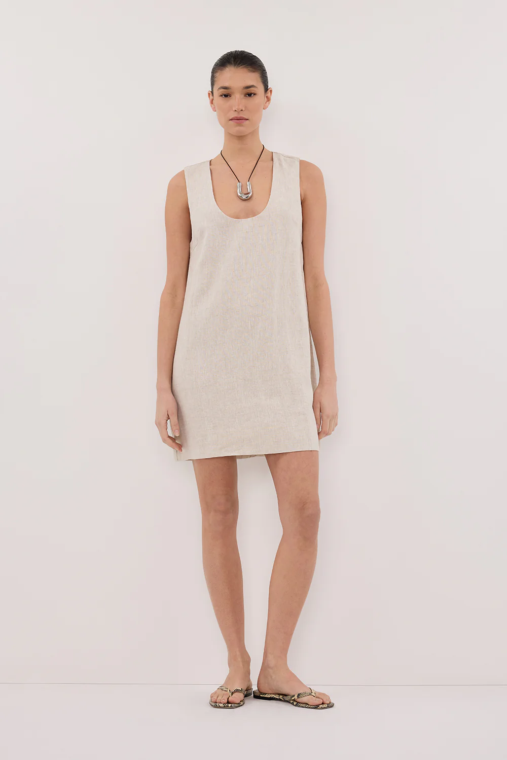 LOTUS NATURAL LINEN MINI DRESS - Gamepaces