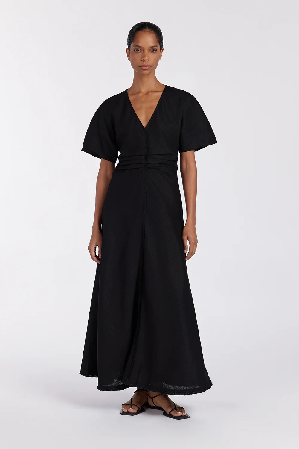ZAHARA BLACK  FRINGING MIDI DRESS - Gamepaces