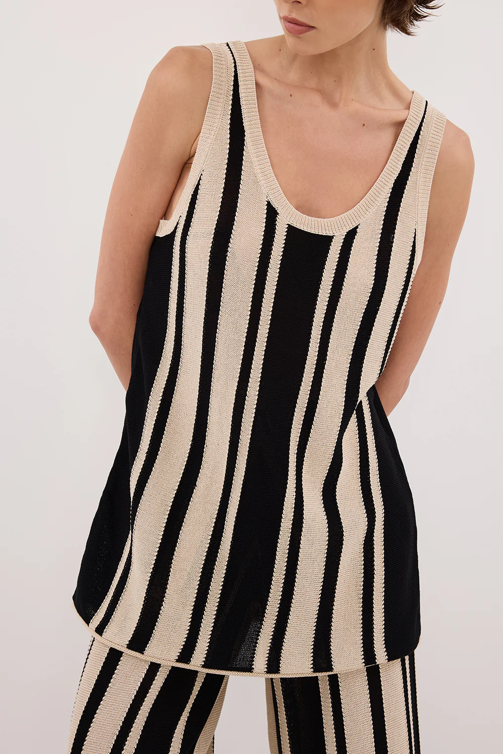 DELPHI STRIPE LONGLINE KNIT TUNIC - Gamepaces