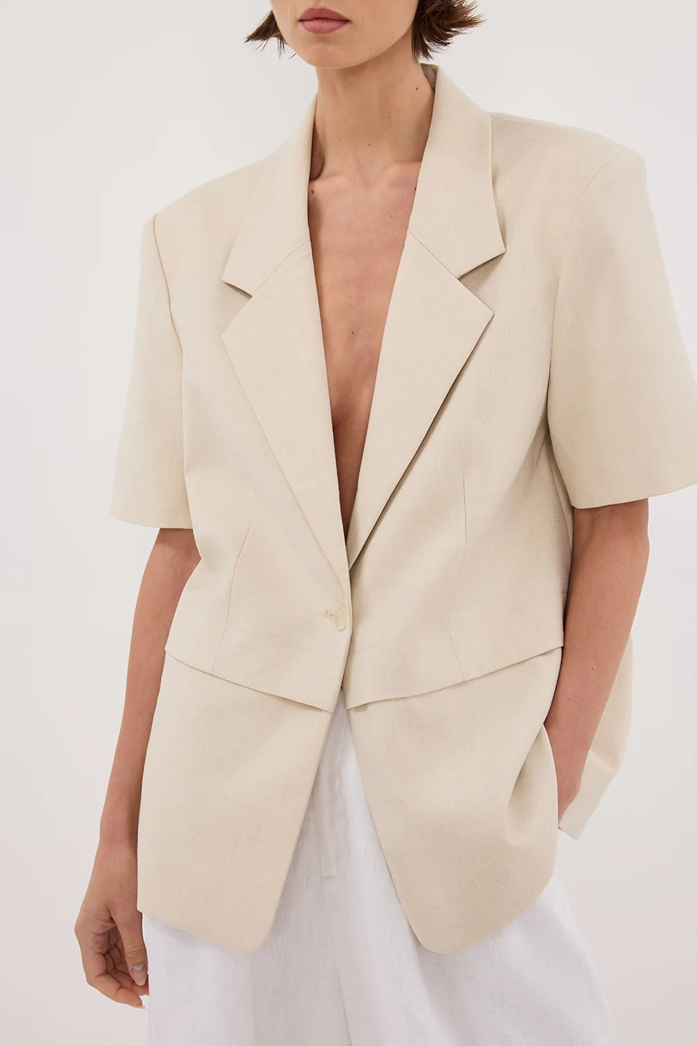 RITA SAND SHORT SLEEVE BLAZER - Gamepaces