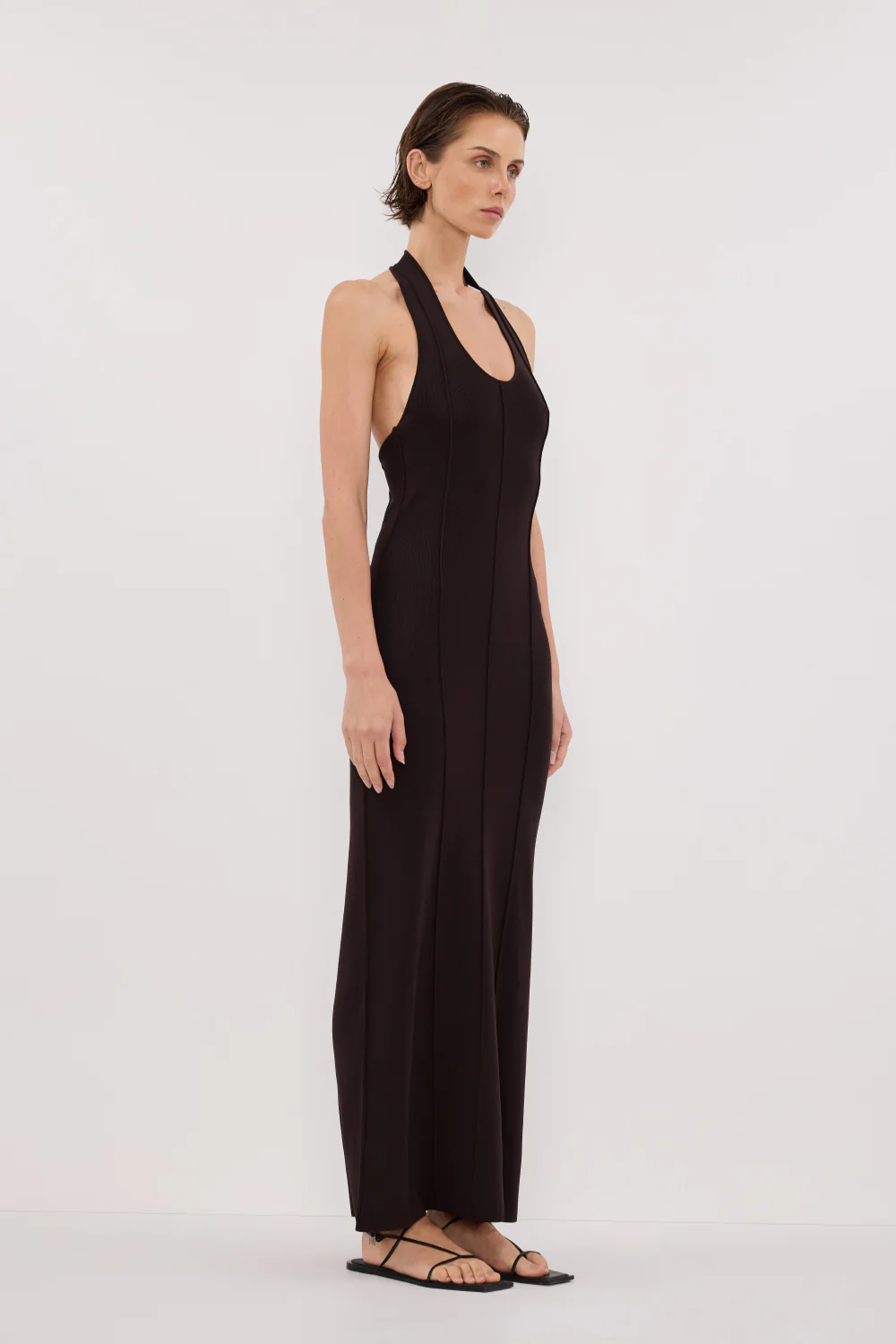 LISS BITTER CHOC HALTER MAXI DRESS - Gamepaces