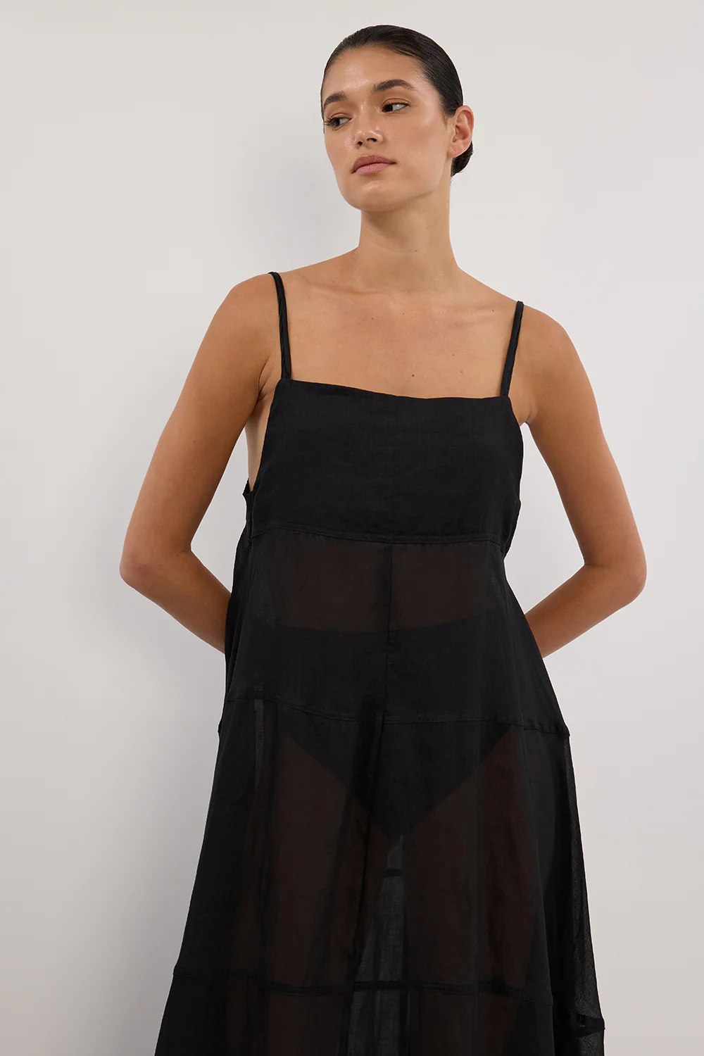 TINA BLACK RAMIE HIGH NECK DRESS - Gamepaces