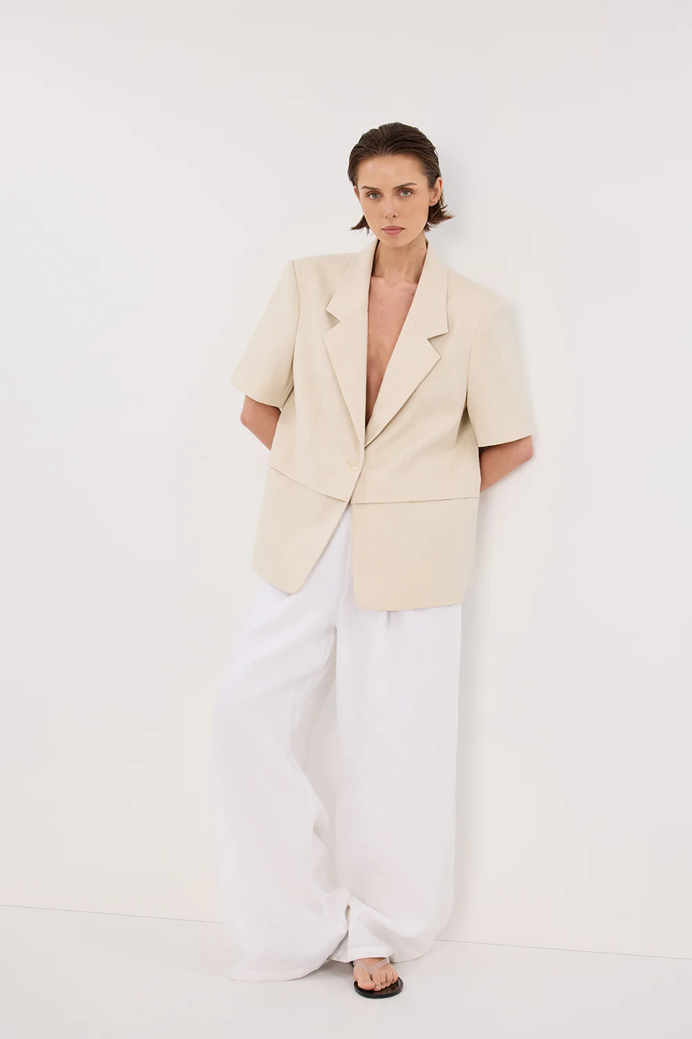 RITA SAND SHORT SLEEVE BLAZER - Gamepaces