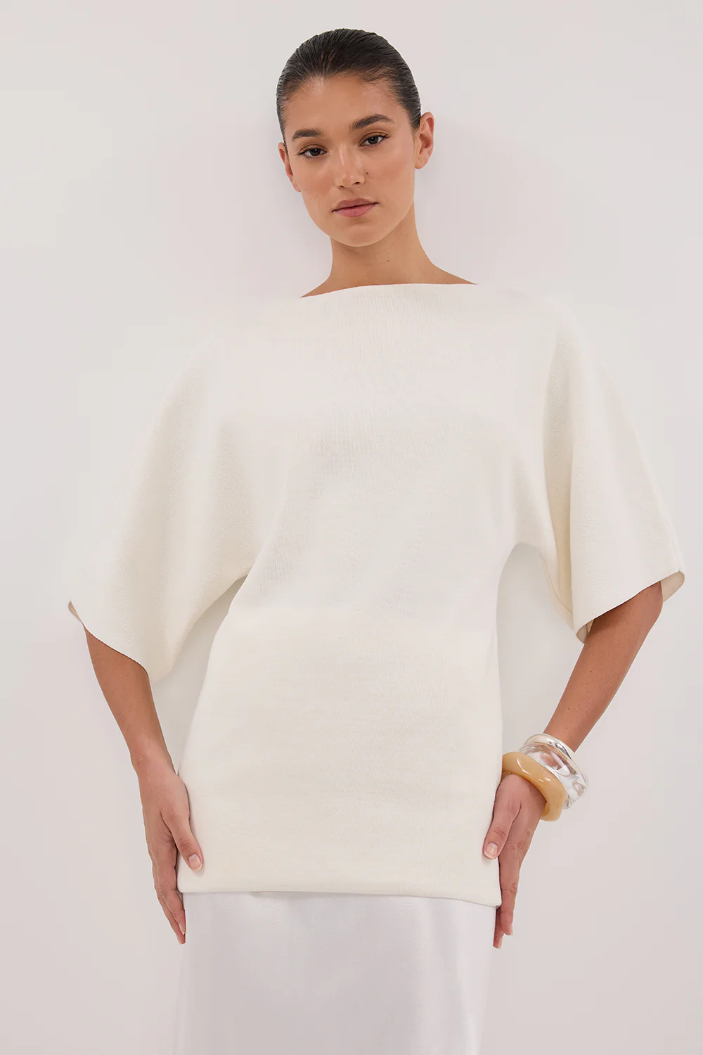 LIA IVORY SLEEVED KNIT TOP - Gamepaces