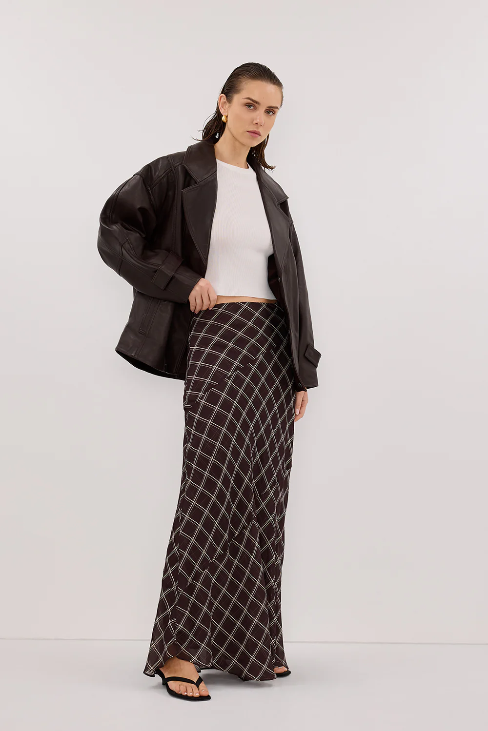 ARLINGTON CHOC MIDI SKIRT - Gamepaces