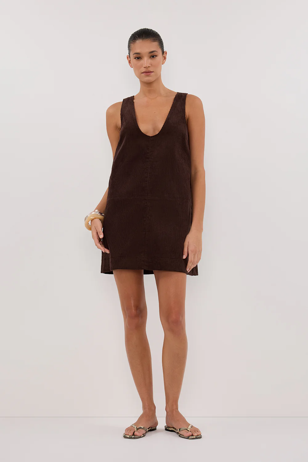 MILA CHOC COTTON CORDUROY MINI DRESS - Gamepaces