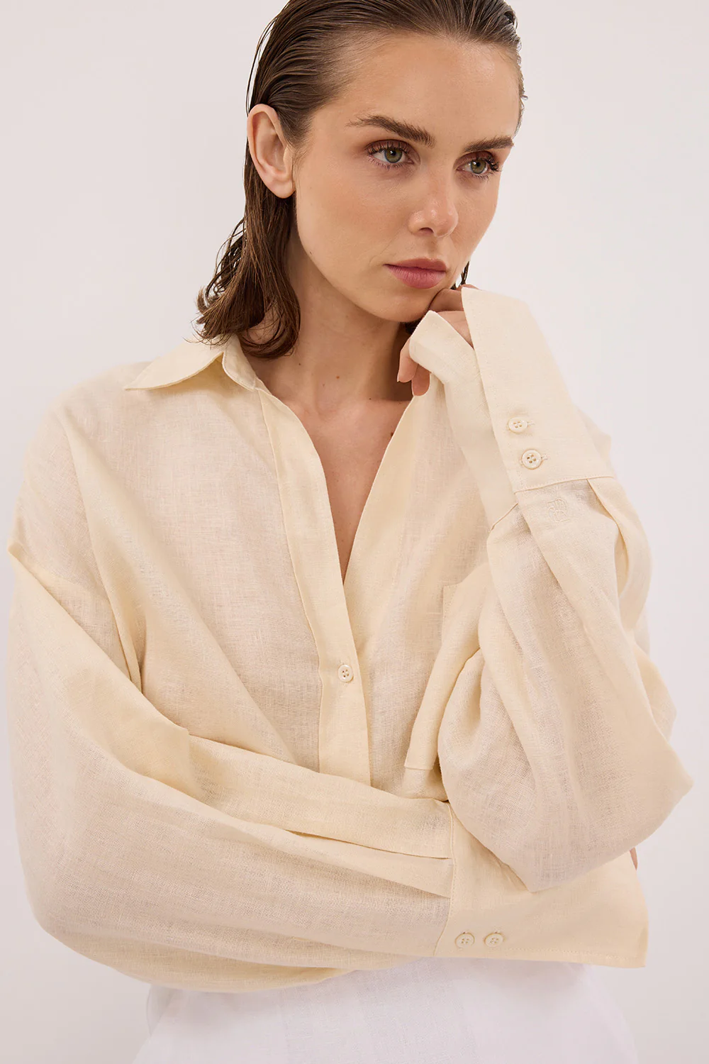 ELLIS SANDSTONE LONG SLEEVE LINEN SHIRT - Gamepaces