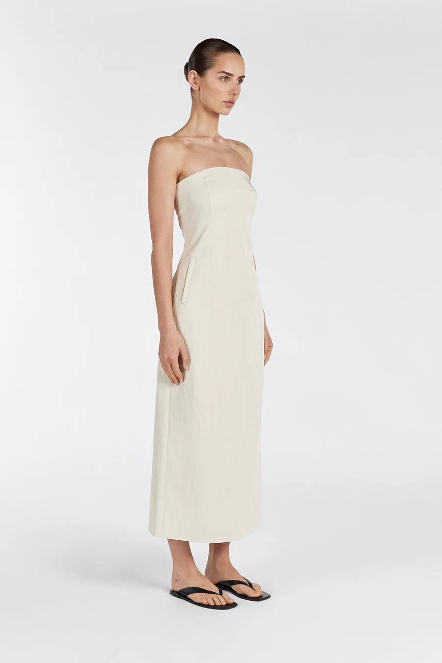 OPAL OAT STRAPLESS MIDI DRESS - Gamepaces