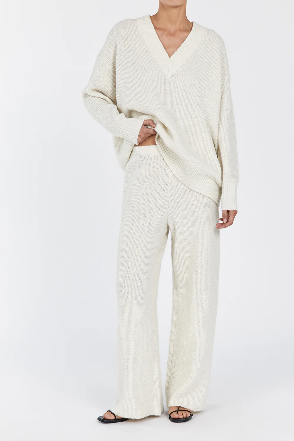 ZELIE CREAM MARLE KNIT PANT - Gamepaces