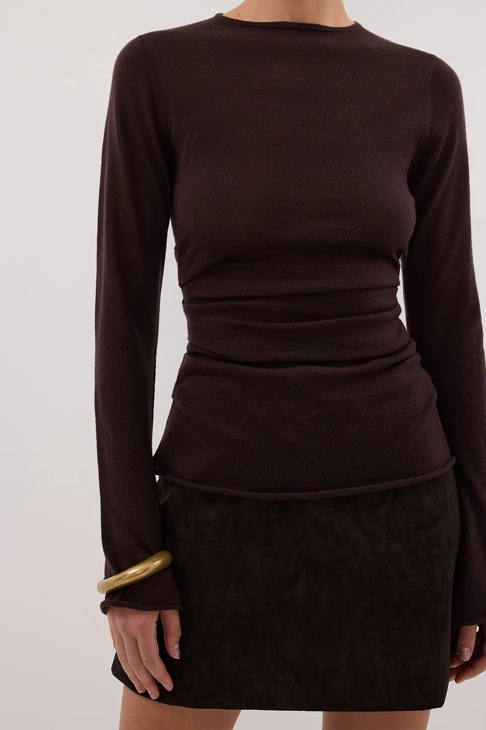 OAKLAND CHOC FAUX SUEDE MINI SKIRT - Gamepaces