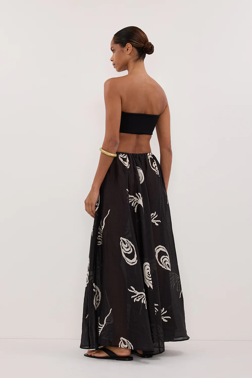 POSITANO BLACK RAMIE MIDI SKIRT - Gamepaces