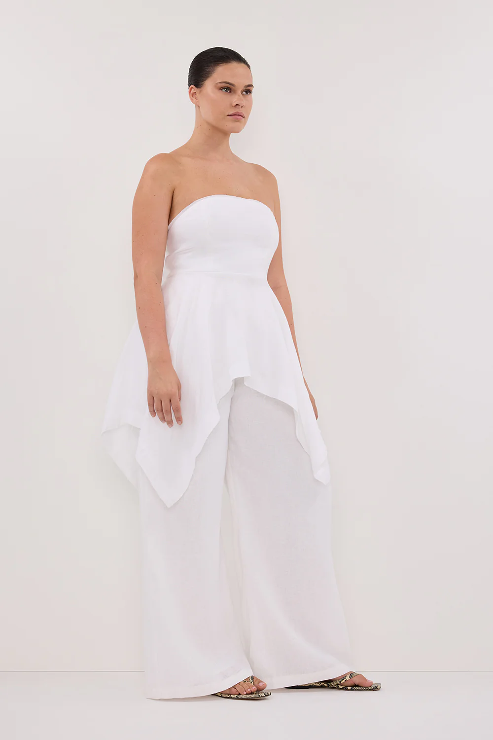 LUNA WHITE LINEN HANDKERCHIEF TOP - Gamepaces